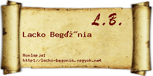 Lacko Begónia névjegykártya