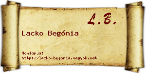 Lacko Begónia névjegykártya